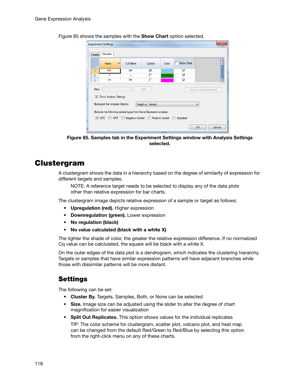 Clustergram, Settings | Bio-Rad Firmware & Software Updates User Manual | Page 131 / 178