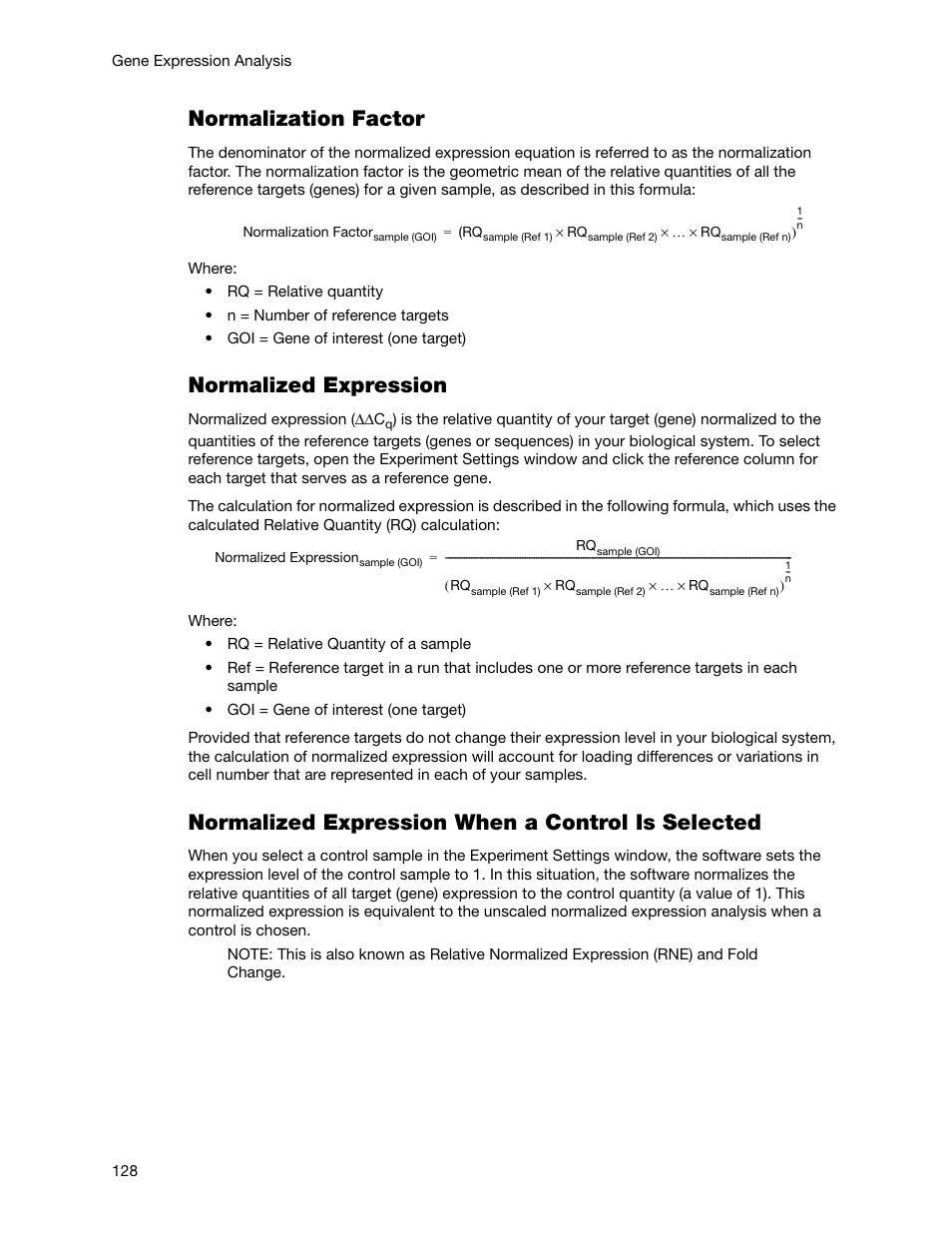 Normalization factor, Normalized expression, Normalized expression when a control is selected | Bio-Rad Firmware & Software Updates User Manual | Page 141 / 178