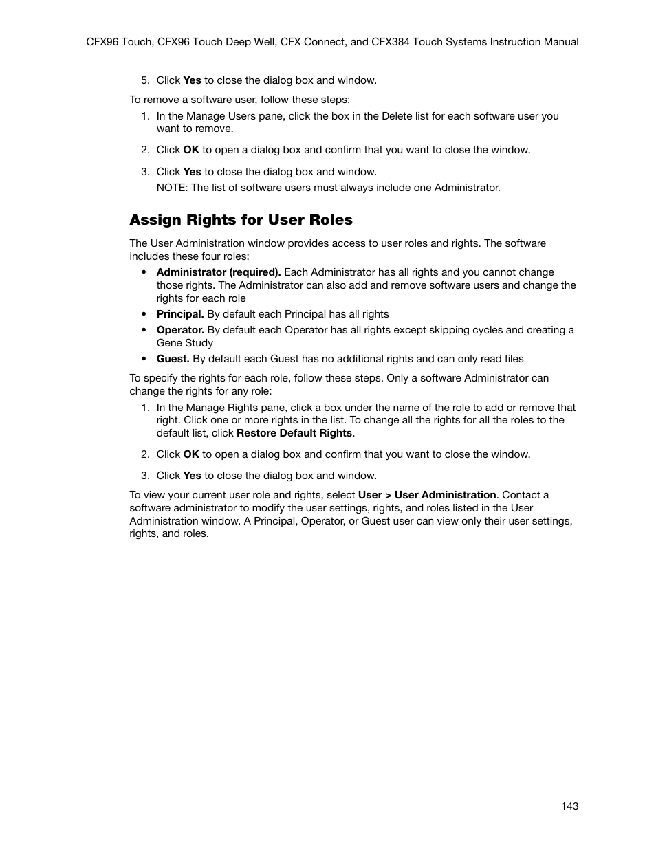 Assign rights for user roles | Bio-Rad Firmware & Software Updates User Manual | Page 156 / 178