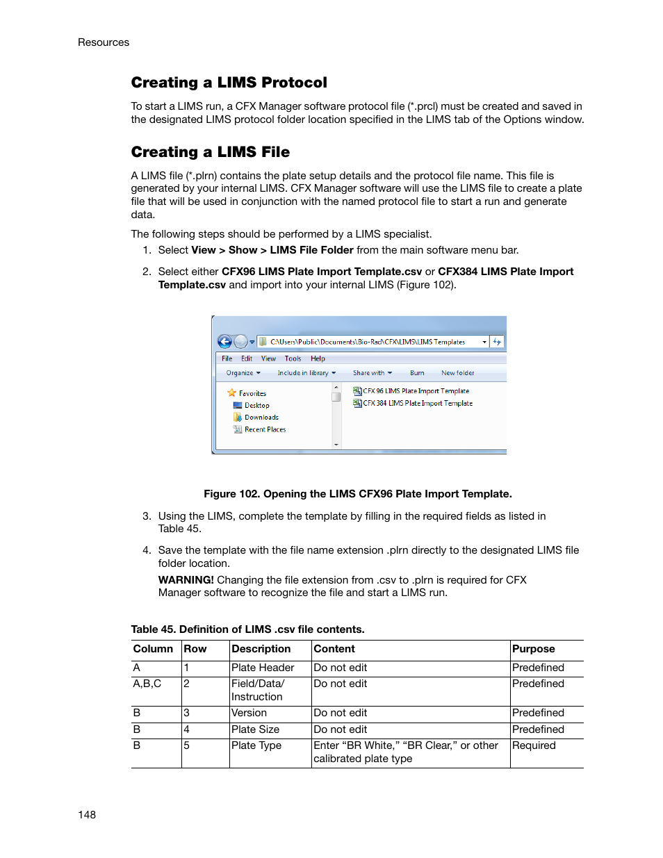 Creating a lims protocol, Creating a lims file | Bio-Rad Firmware & Software Updates User Manual | Page 161 / 178