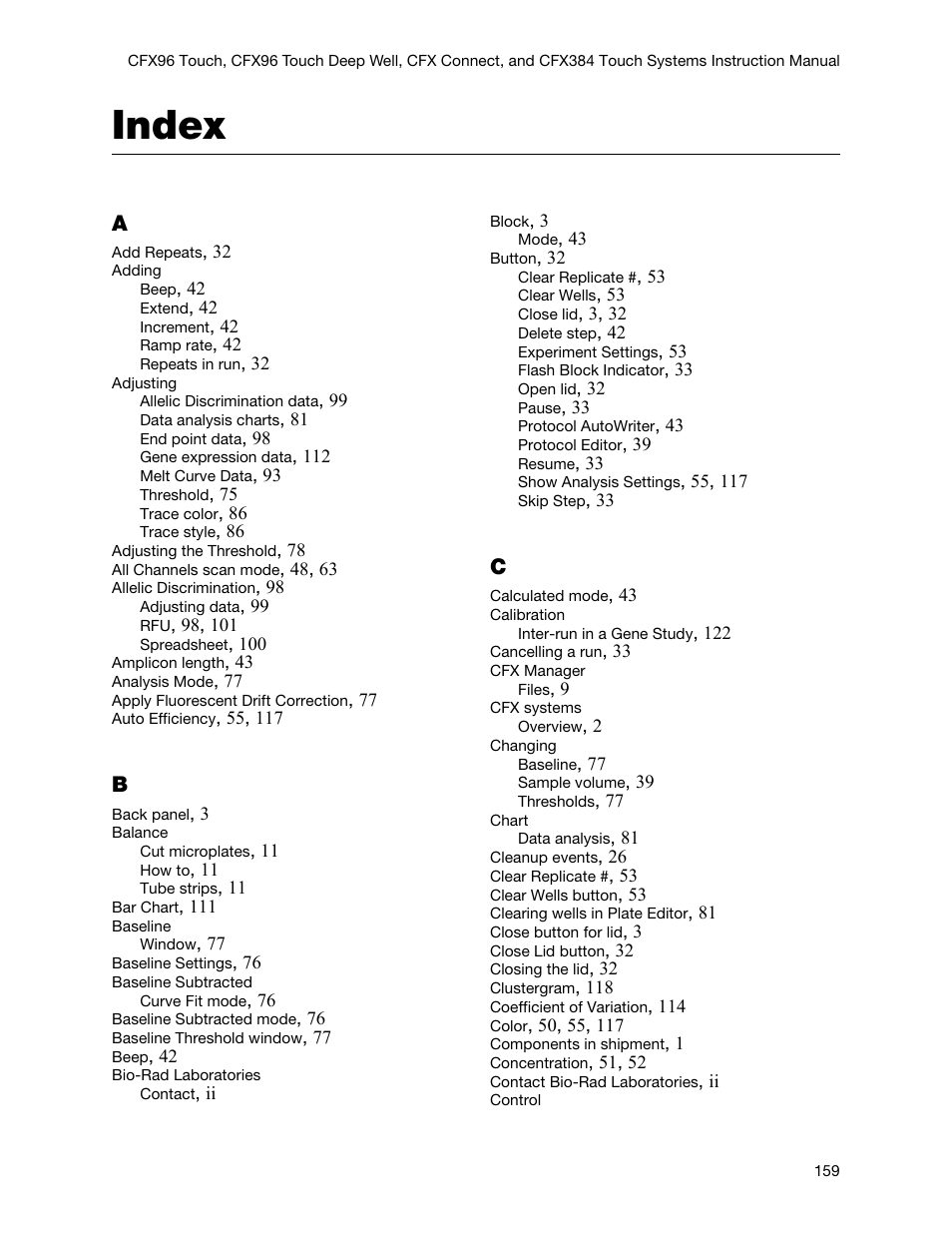 Index | Bio-Rad Firmware & Software Updates User Manual | Page 172 / 178