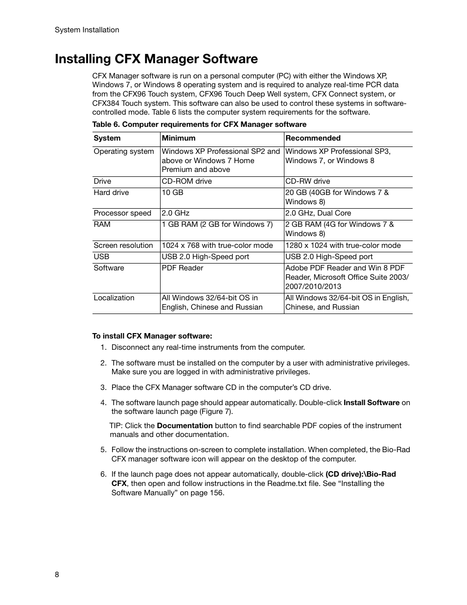 Installing cfx manager software | Bio-Rad Firmware & Software Updates User Manual | Page 21 / 178