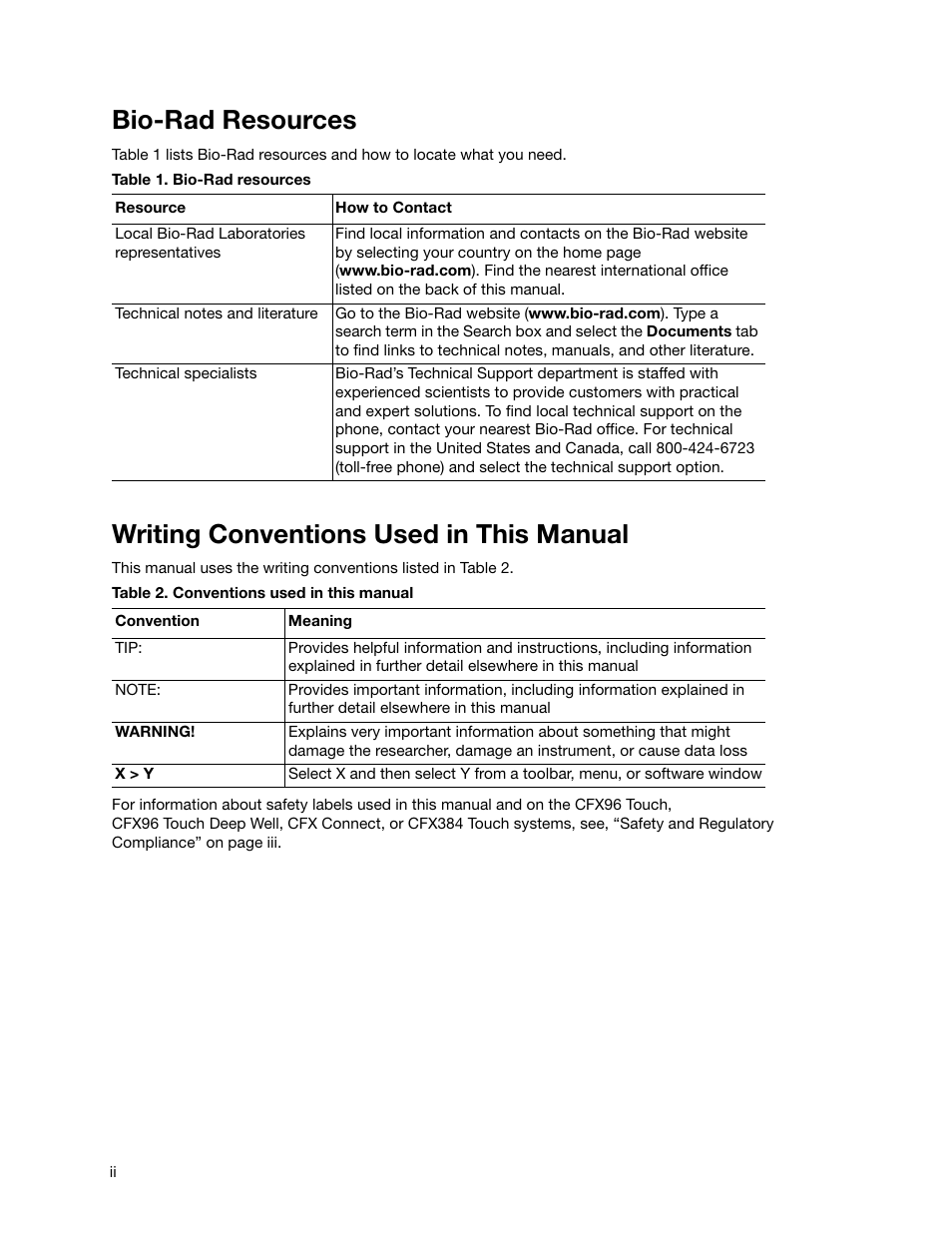 Bio-rad resources, Writing conventions used in this manual | Bio-Rad Firmware & Software Updates User Manual | Page 3 / 178