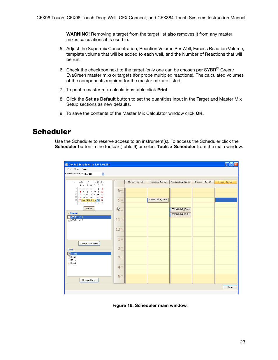 Scheduler | Bio-Rad Firmware & Software Updates User Manual | Page 36 / 178