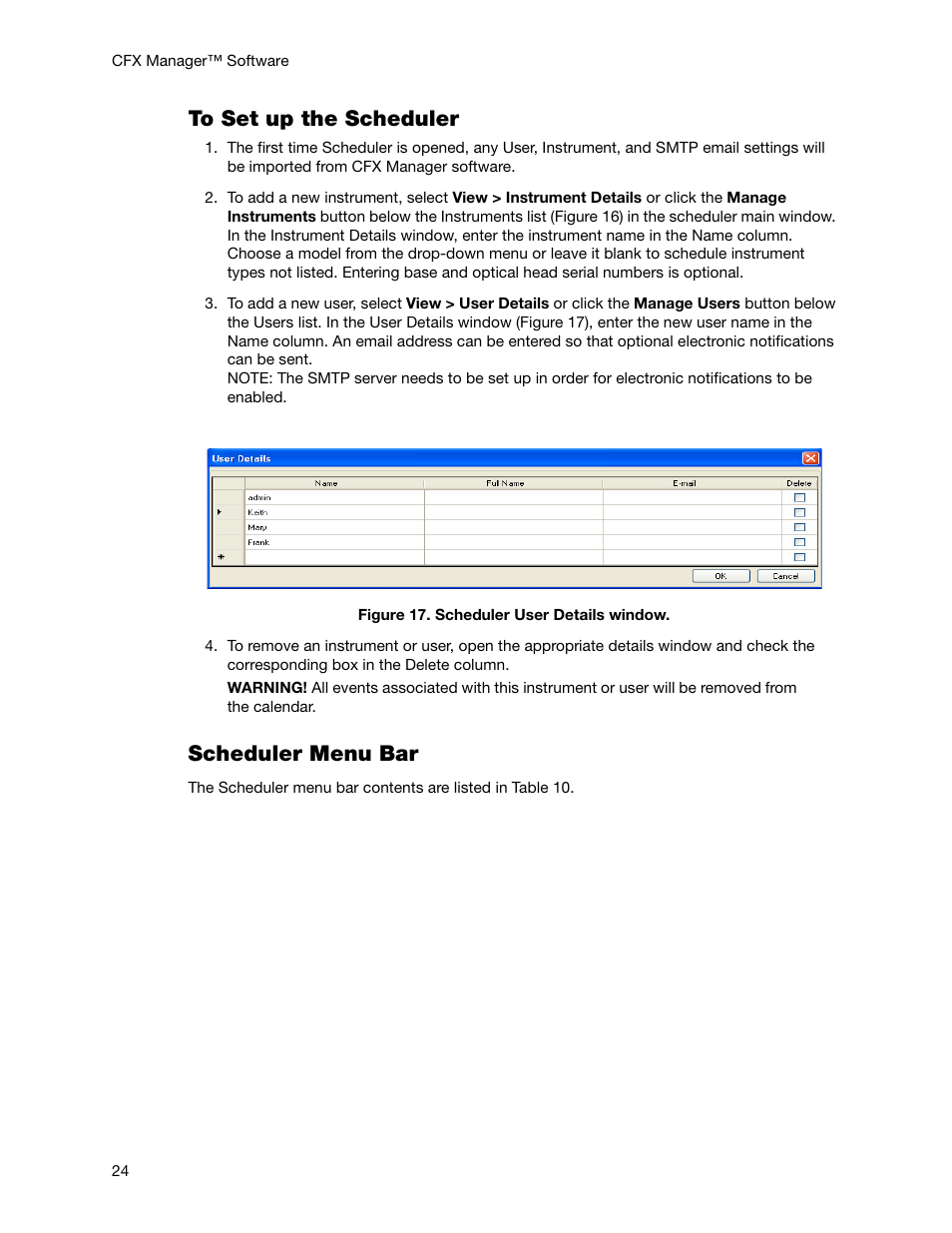 Scheduler menu bar | Bio-Rad Firmware & Software Updates User Manual | Page 37 / 178