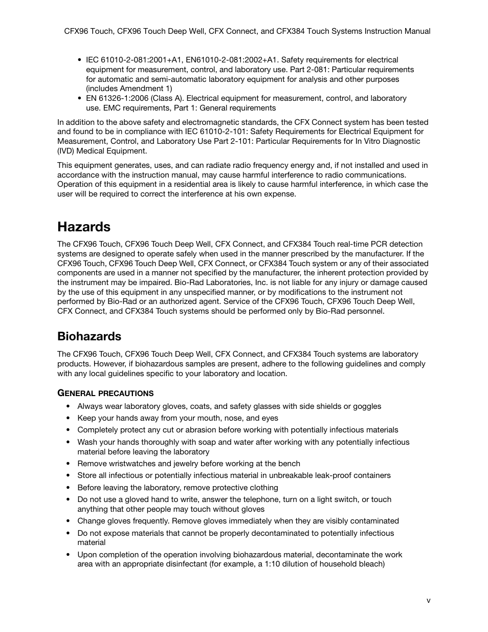 Hazards, Biohazards | Bio-Rad Firmware & Software Updates User Manual | Page 6 / 178