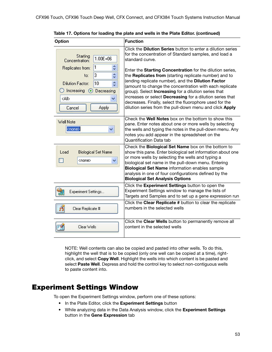 Experiment settings window | Bio-Rad Firmware & Software Updates User Manual | Page 66 / 178