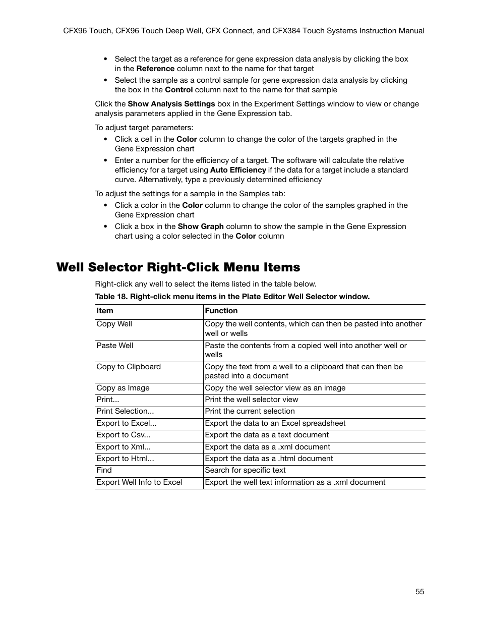 Well selector right-click menu items | Bio-Rad Firmware & Software Updates User Manual | Page 68 / 178