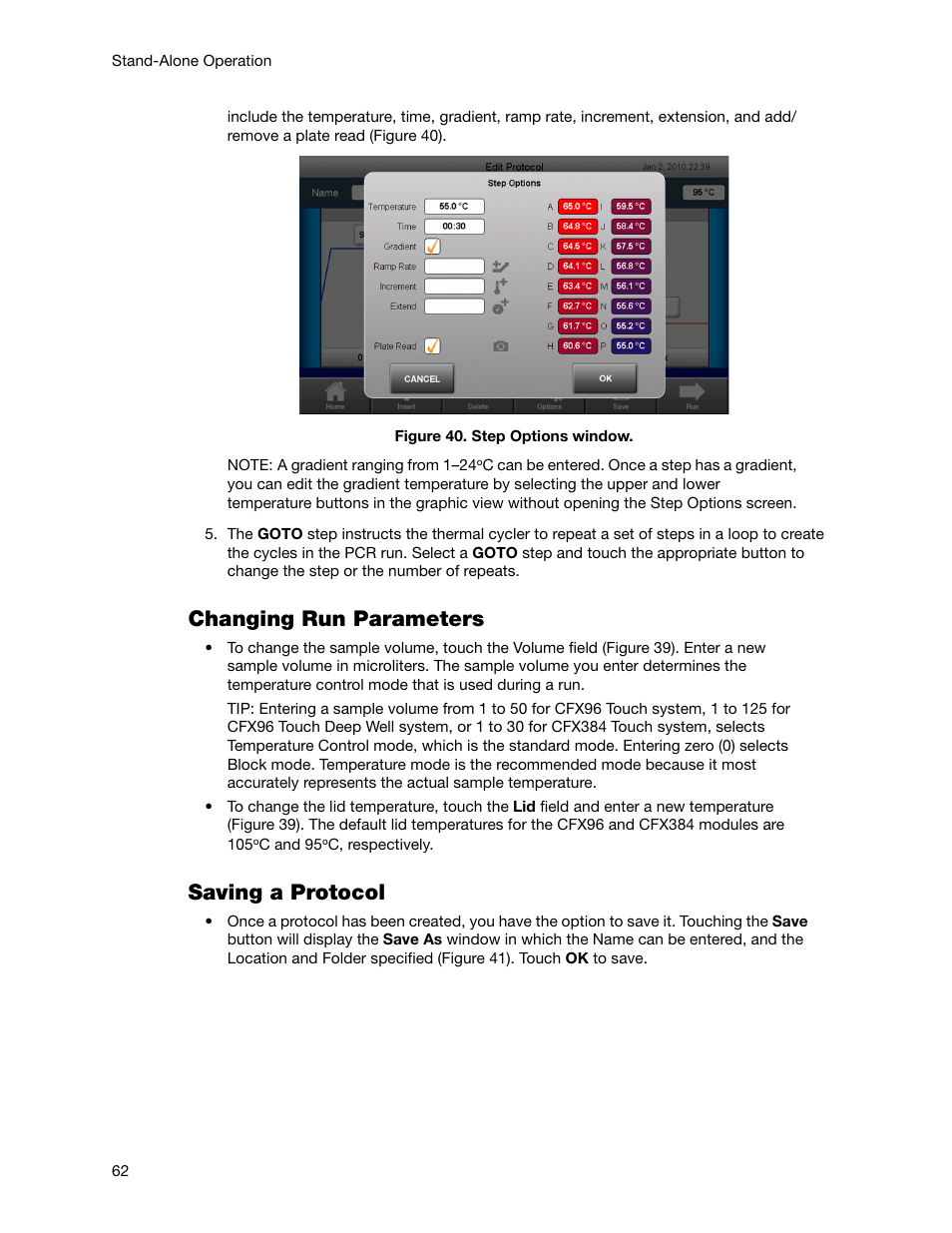 Changing run parameters, Saving a protocol | Bio-Rad Firmware & Software Updates User Manual | Page 75 / 178