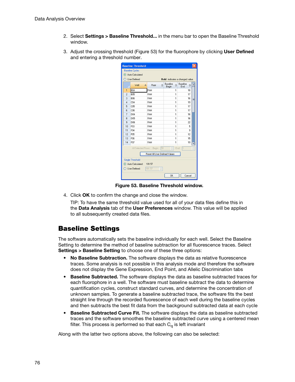 Baseline settings | Bio-Rad Firmware & Software Updates User Manual | Page 89 / 178