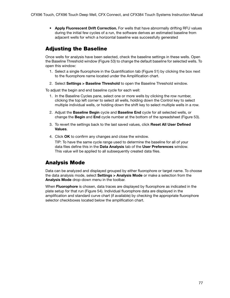 Adjusting the baseline, Analysis mode | Bio-Rad Firmware & Software Updates User Manual | Page 90 / 178