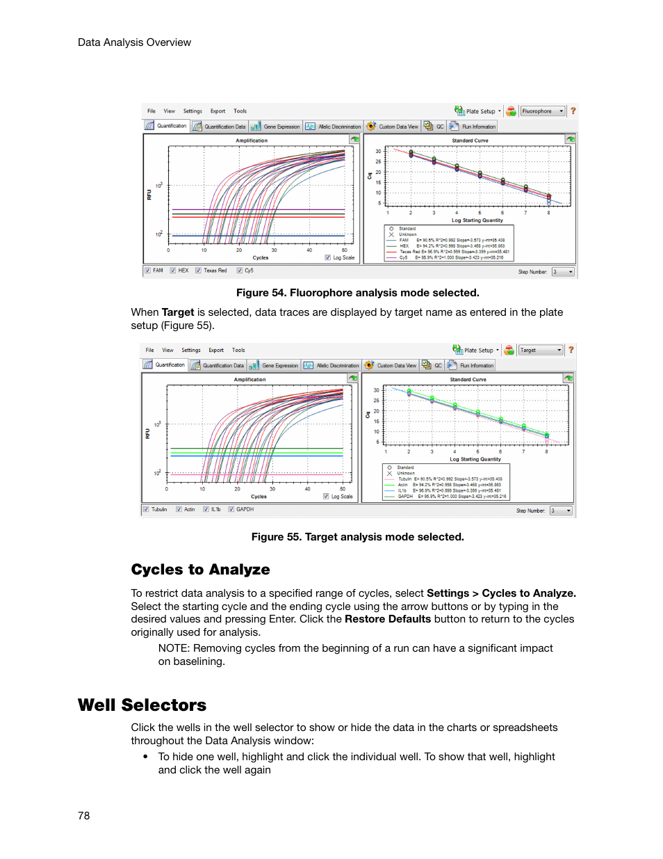 Well selectors, Cycles to analyze | Bio-Rad Firmware & Software Updates User Manual | Page 91 / 178