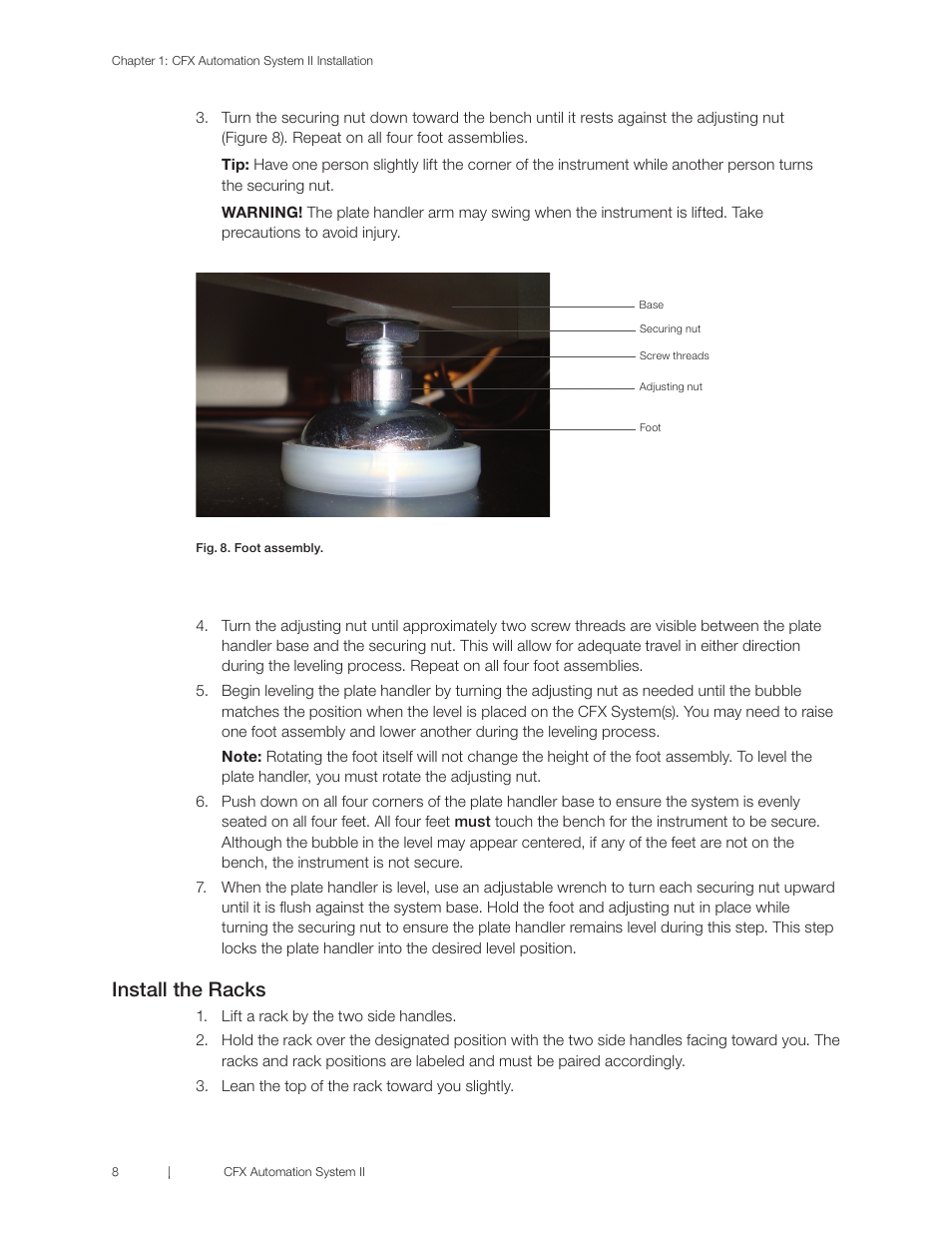 Install the racks | Bio-Rad CFX Automation System II User Manual | Page 16 / 48