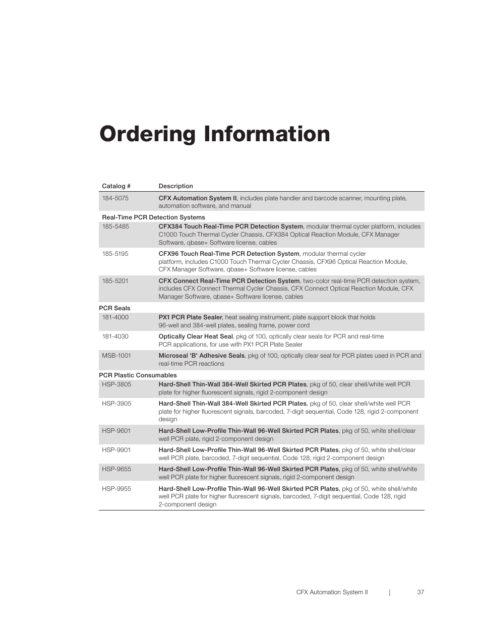 Ordering information | Bio-Rad CFX Automation System II User Manual | Page 45 / 48