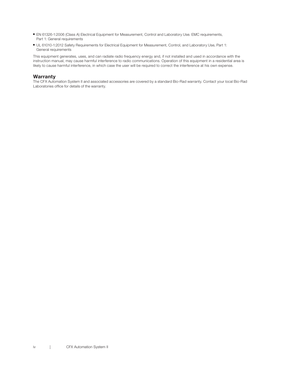 Warranty | Bio-Rad CFX Automation System II User Manual | Page 6 / 48