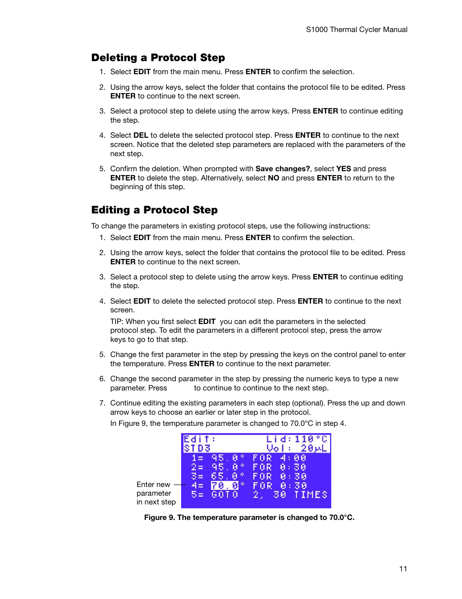 Deleting a protocol step, Editing a protocol step | Bio-Rad S1000™ Thermal Cycler User Manual | Page 20 / 41