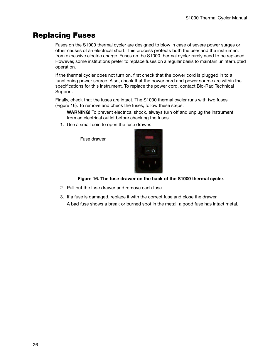 Replacing fuses | Bio-Rad S1000™ Thermal Cycler User Manual | Page 35 / 41