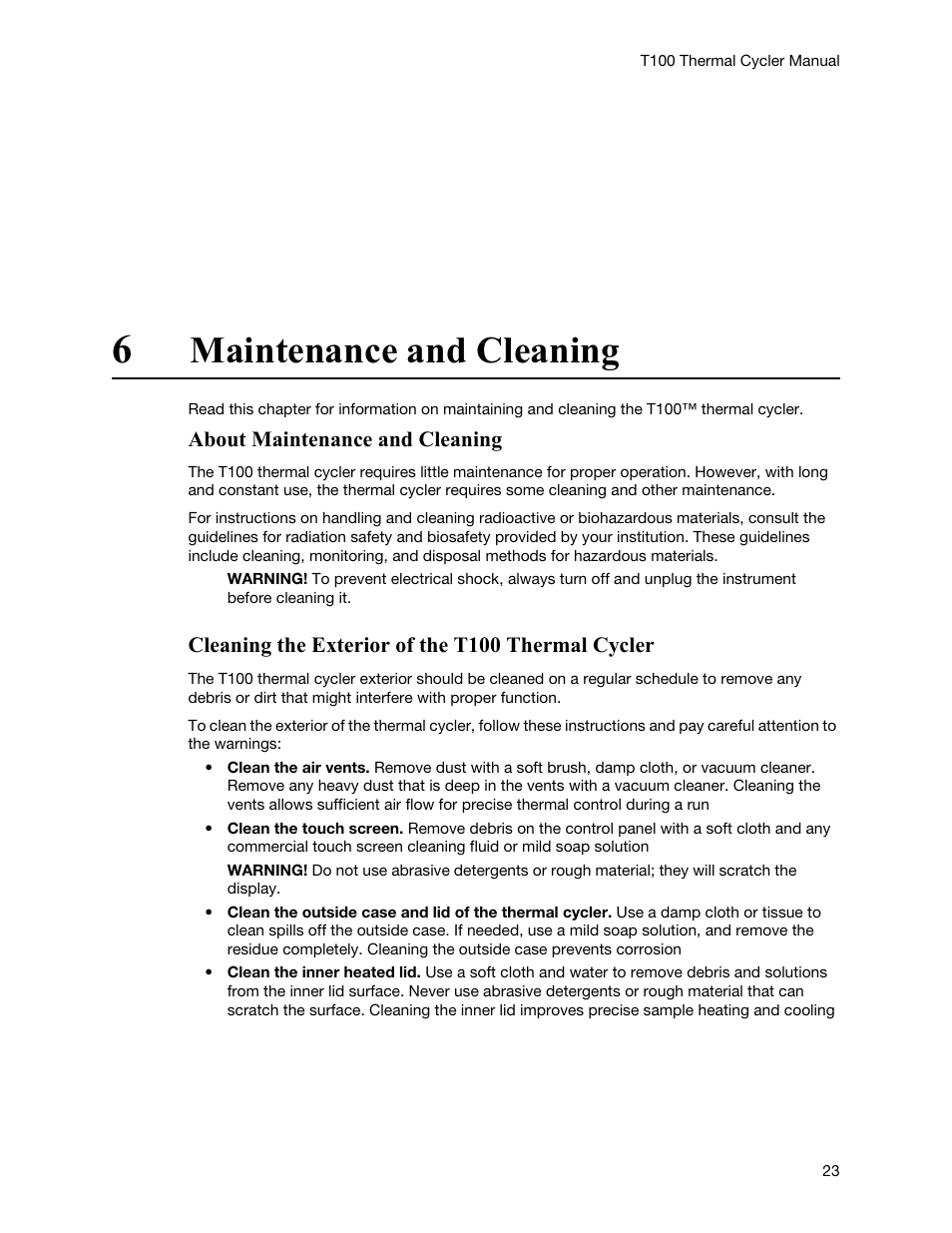 6 maintenance and cleaning, Chapter 6. maintenance and cleaning, Index | Maintenance and cleaning | Bio-Rad T100™ Thermal Cycler User Manual | Page 33 / 40