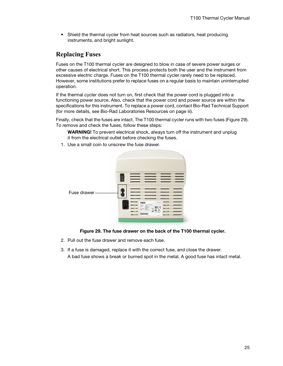 Replacing fuses | Bio-Rad T100™ Thermal Cycler User Manual | Page 35 / 40