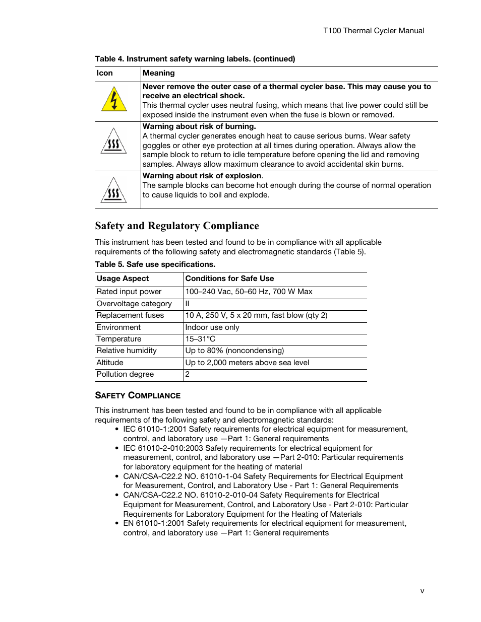 Safety and regulatory compliance | Bio-Rad T100™ Thermal Cycler User Manual | Page 7 / 40