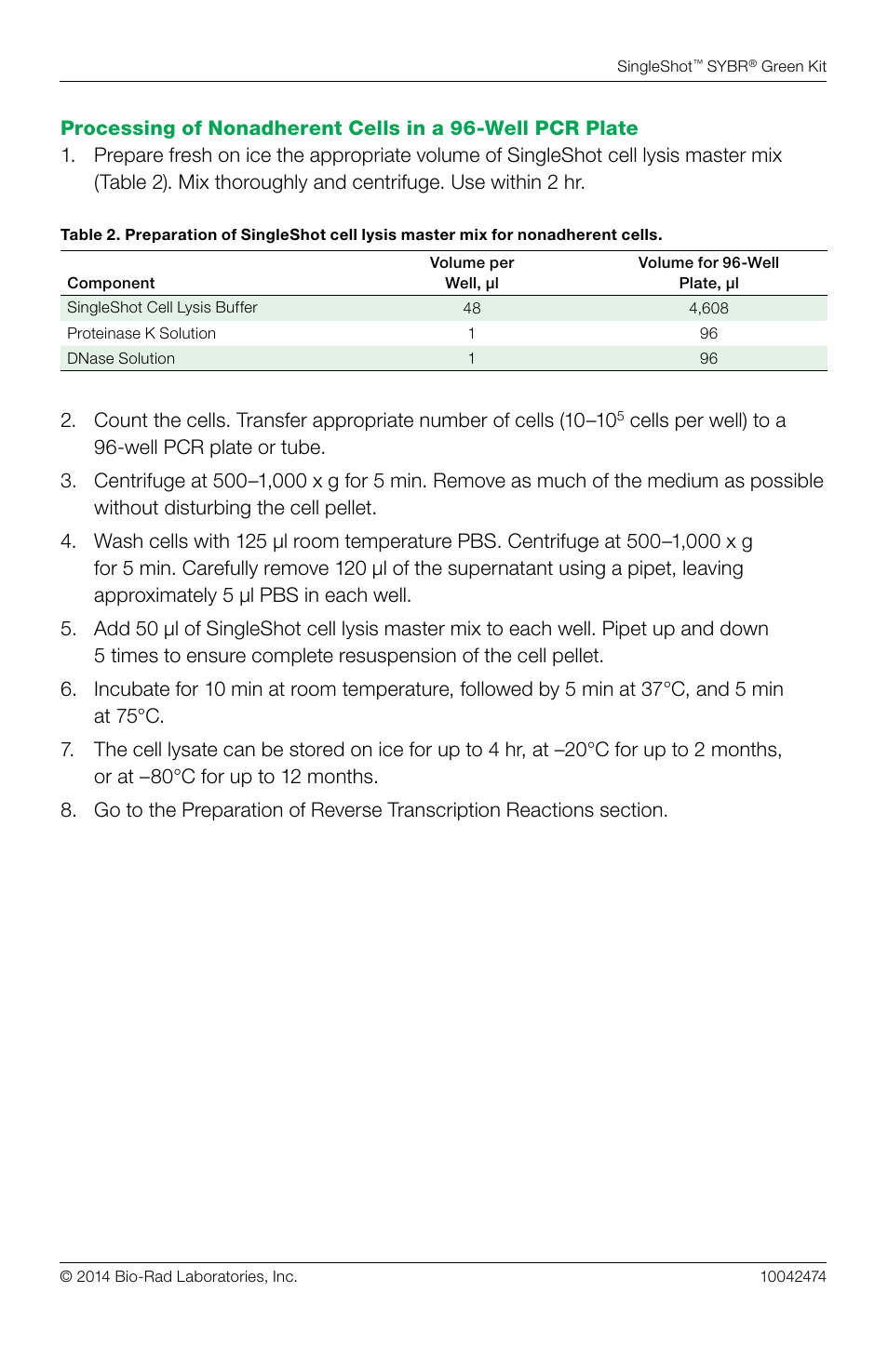 Bio-Rad SingleShot™ Cell Lysis RT-qPCR Kits User Manual | Page 3 / 14