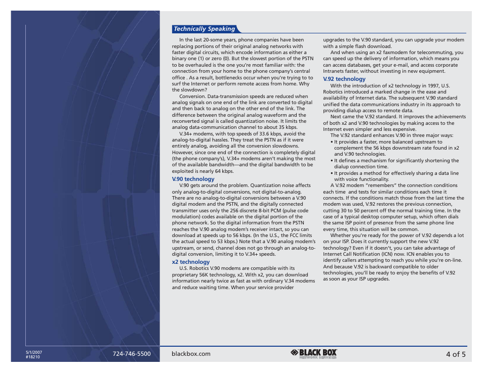 4 of 5 | Black Box U.S. ROBOTICS V.90 User Manual | Page 4 / 5