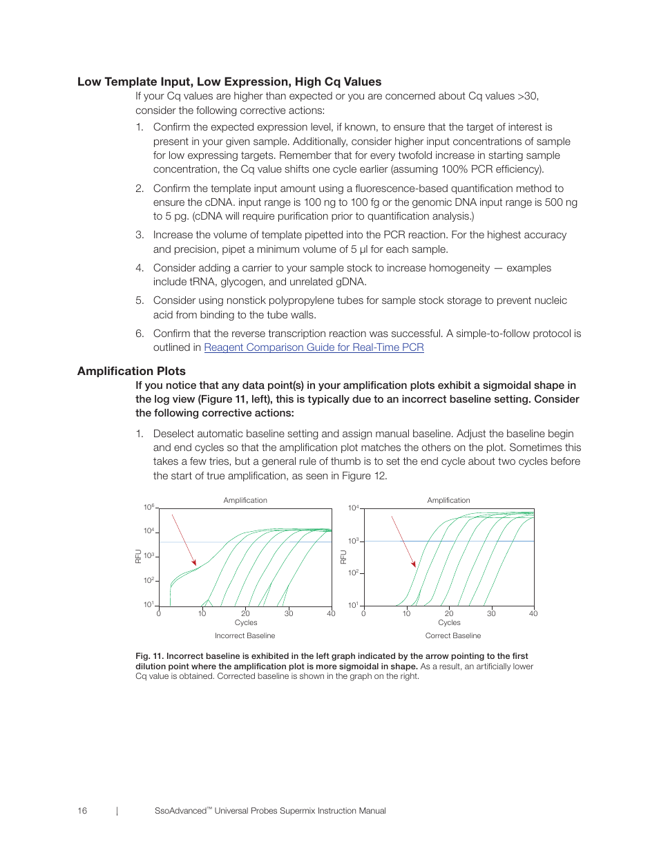 Low template input, low expression, high cq values, Amplification plots | Bio-Rad SsoAdvanced™ Universal Probes Supermix User Manual | Page 22 / 29