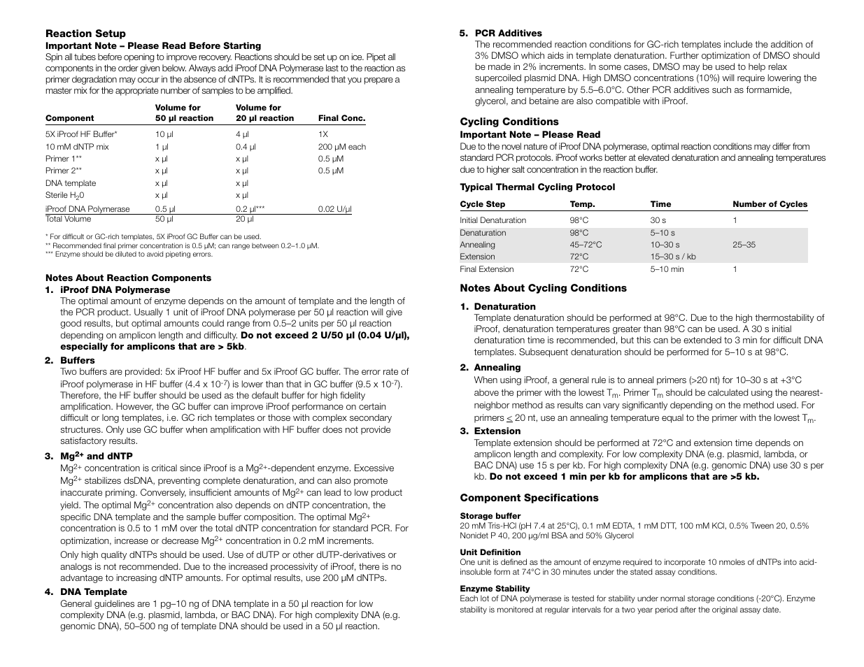 Bio-Rad iProof™ High-Fidelity DNA Polymerase User Manual | Page 2 / 2