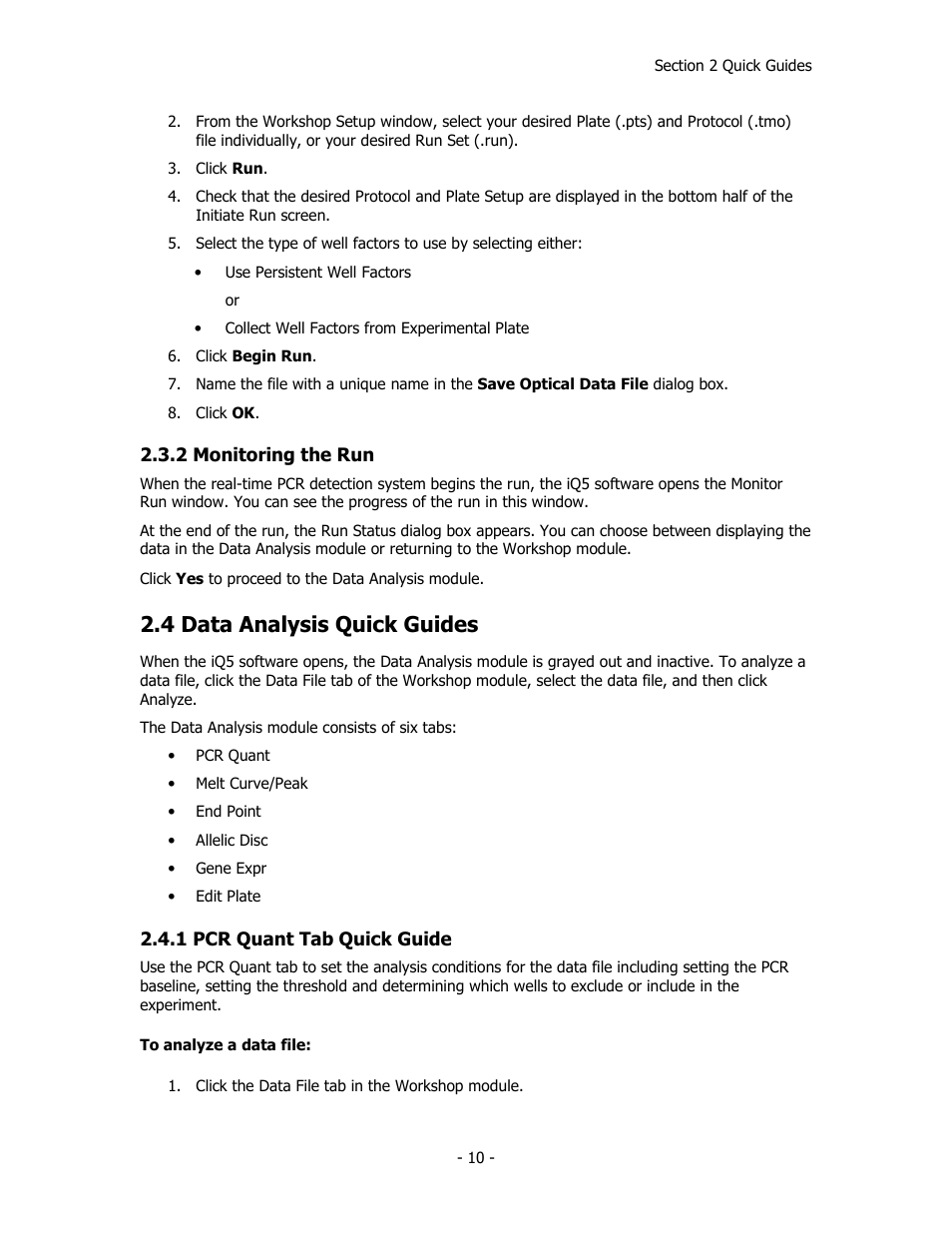 4 data analysis quick guides | Bio-Rad iQ™5 Optical System Software, Version 2.1 User Manual | Page 19 / 152