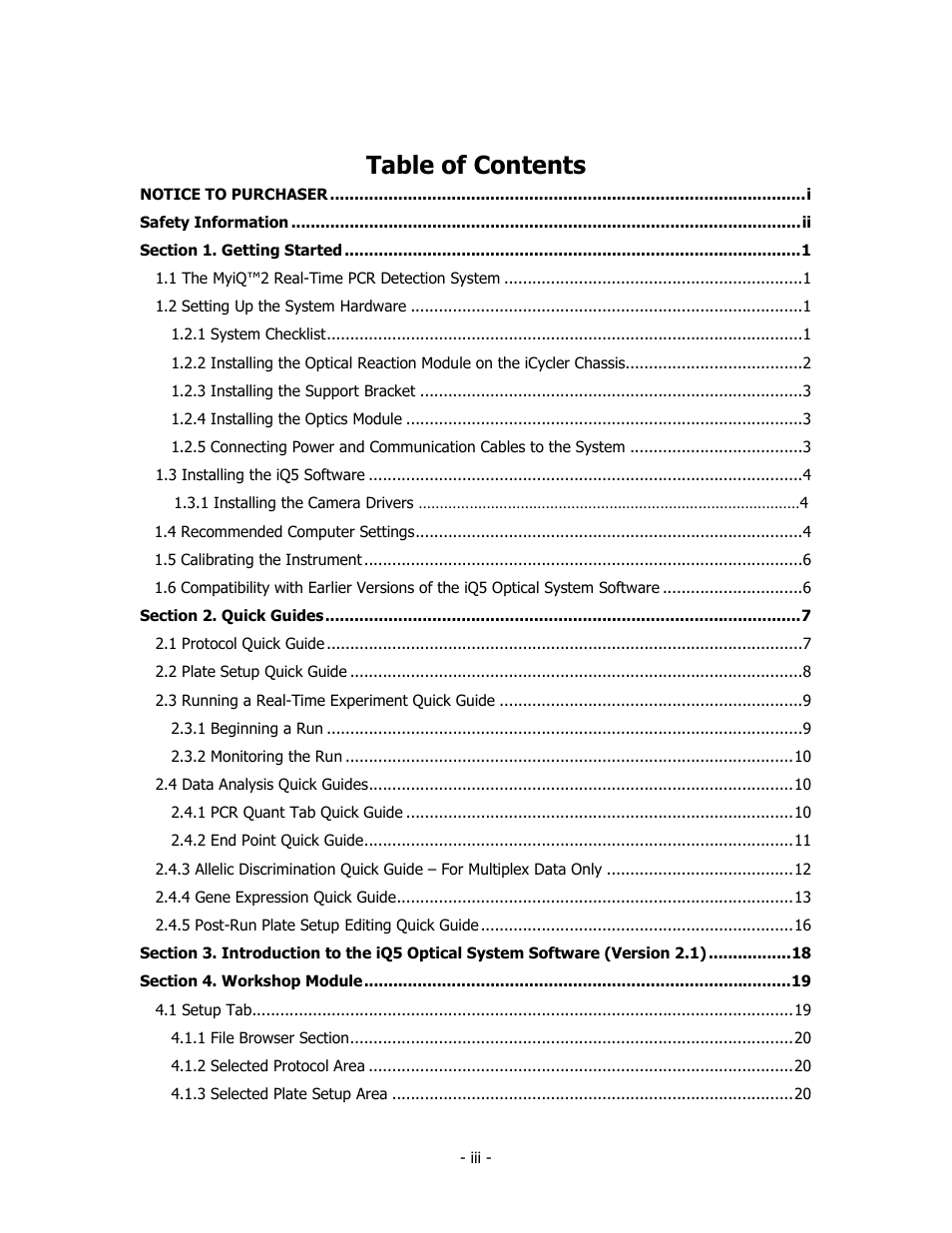 Bio-Rad iQ™5 Optical System Software, Version 2.1 User Manual | Page 4 / 152