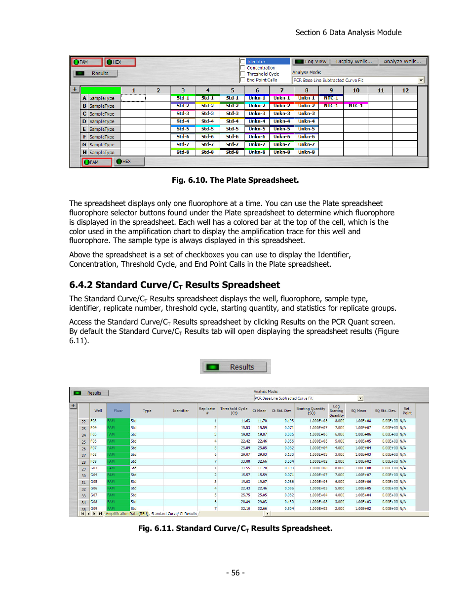 2 standard curve/c, Results spreadsheet | Bio-Rad iQ™5 Optical System Software, Version 2.1 User Manual | Page 65 / 152
