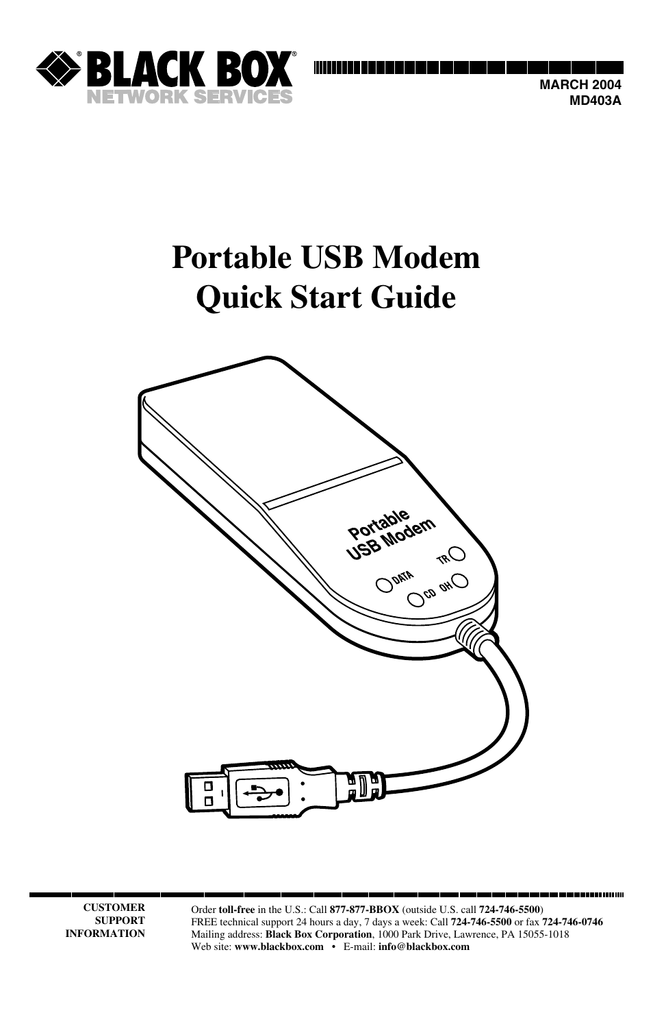 Black Box MD403A User Manual | 20 pages