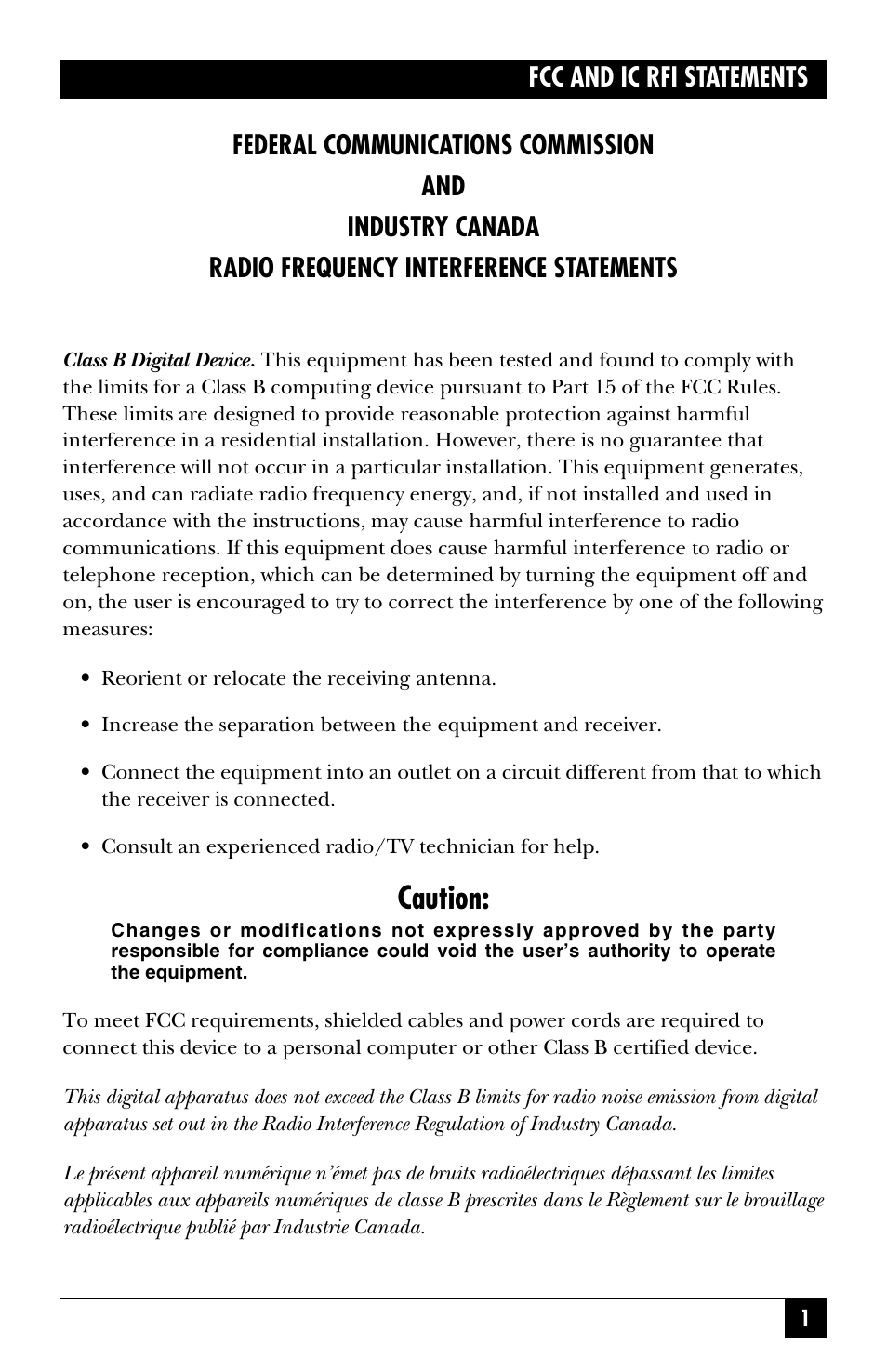 Caution | Black Box MD403A User Manual | Page 2 / 20