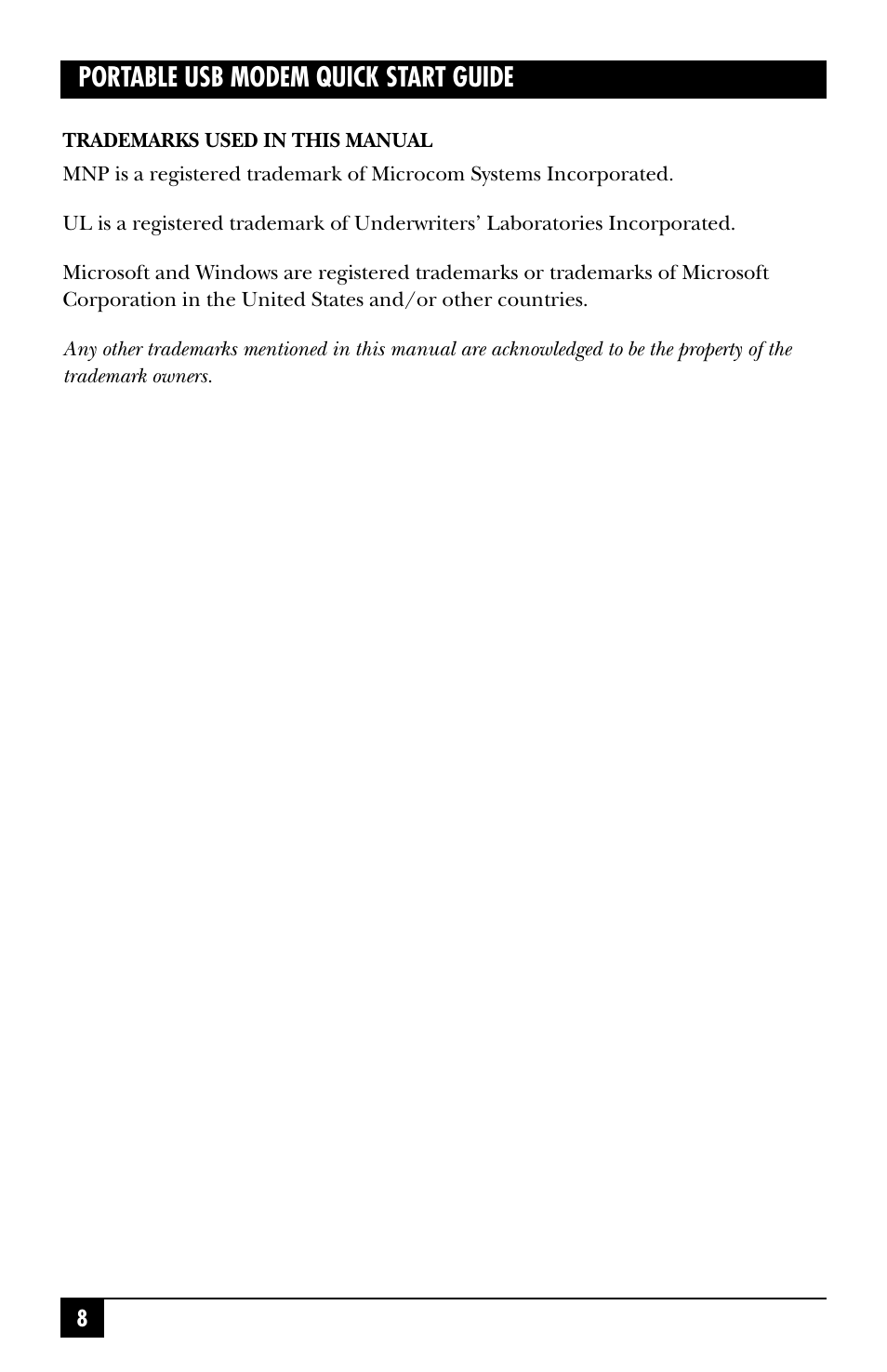 Portable usb modem quick start guide | Black Box MD403A User Manual | Page 9 / 20