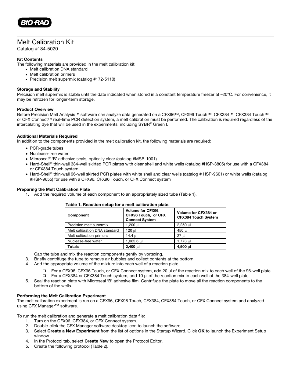 Bio-Rad Precision Melt Analysis™ Software User Manual | 2 pages