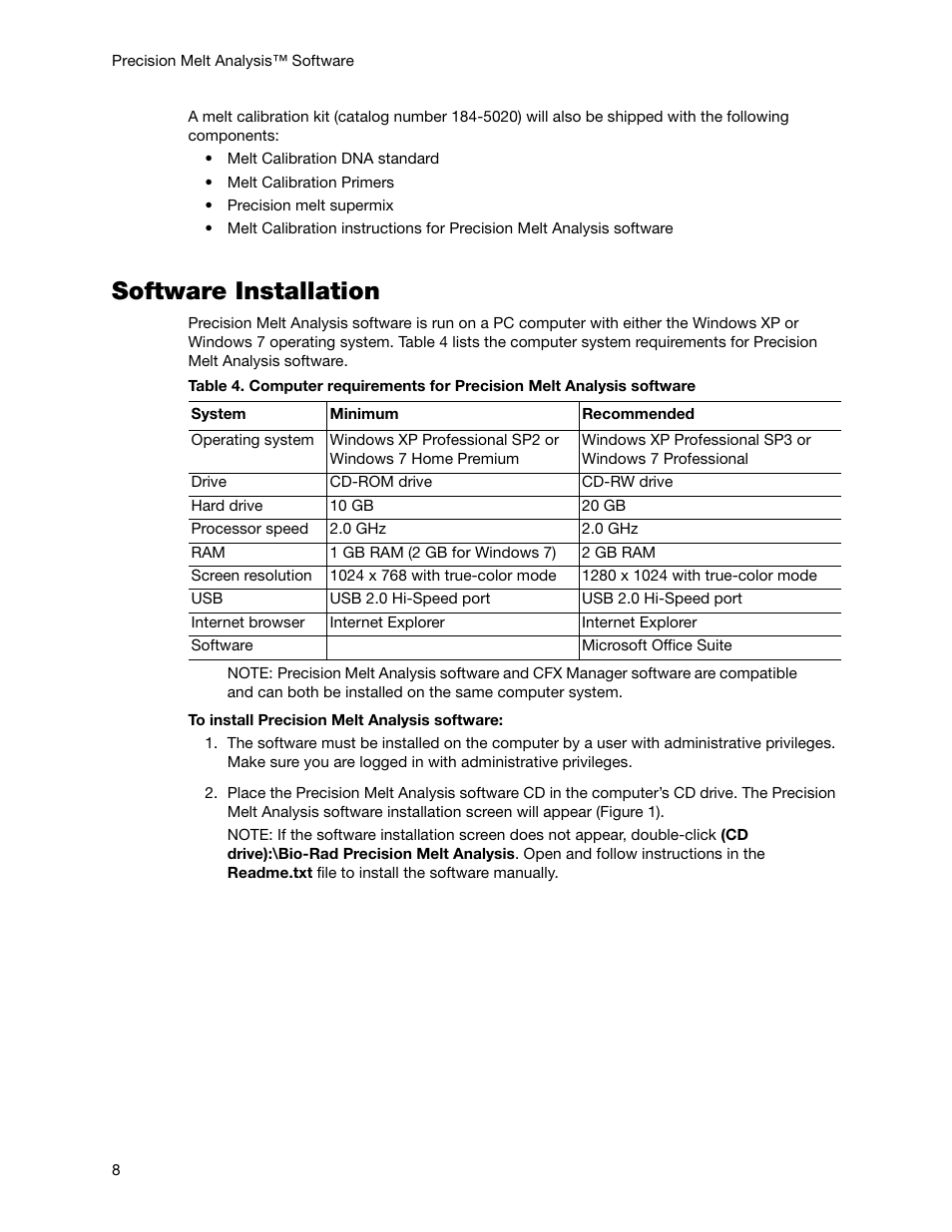 Software installation | Bio-Rad Precision Melt Analysis™ Software User Manual | Page 13 / 68