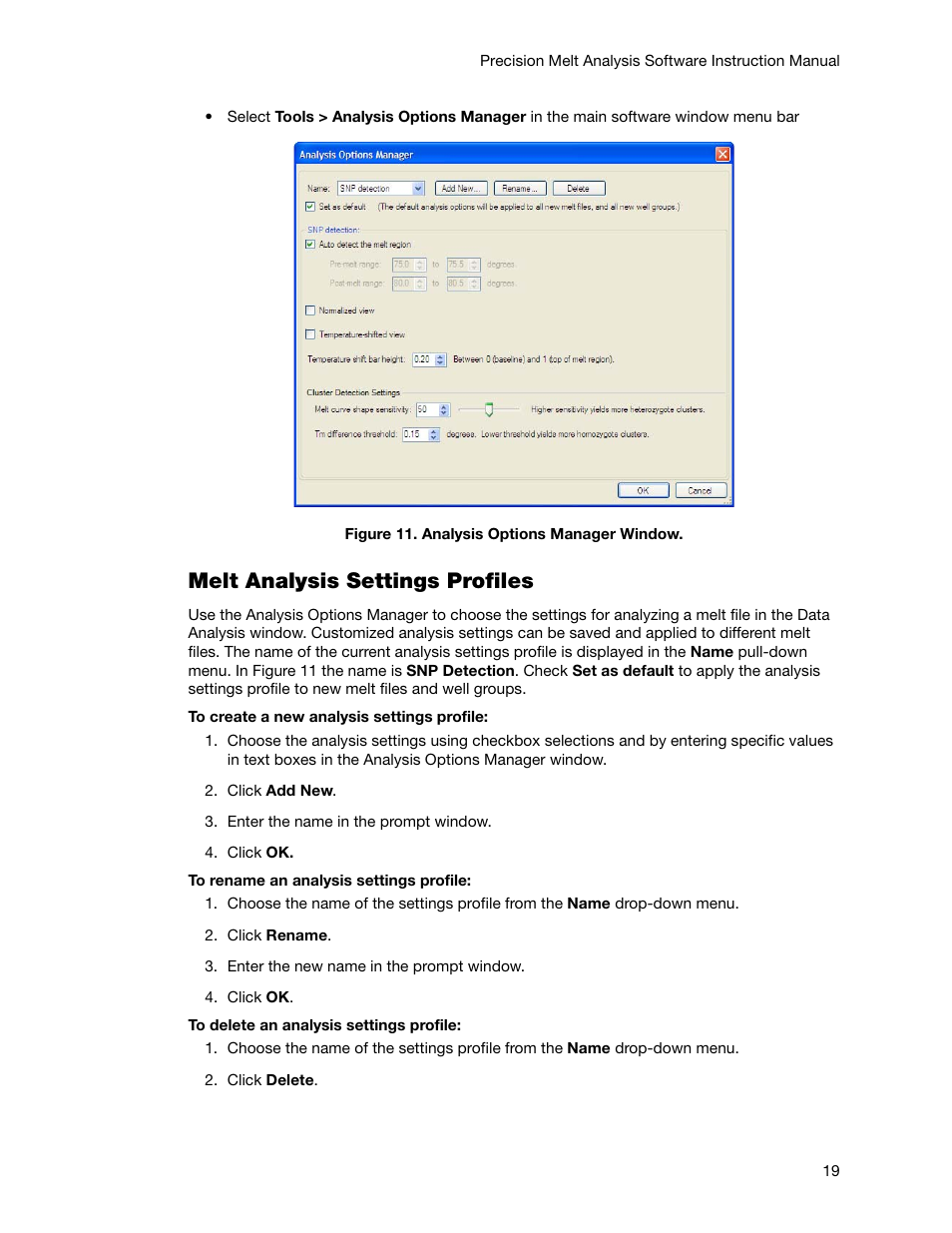 Melt analysis settings profiles | Bio-Rad Precision Melt Analysis™ Software User Manual | Page 24 / 68