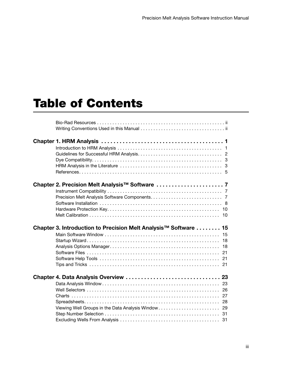 Bio-Rad Precision Melt Analysis™ Software User Manual | Page 4 / 68