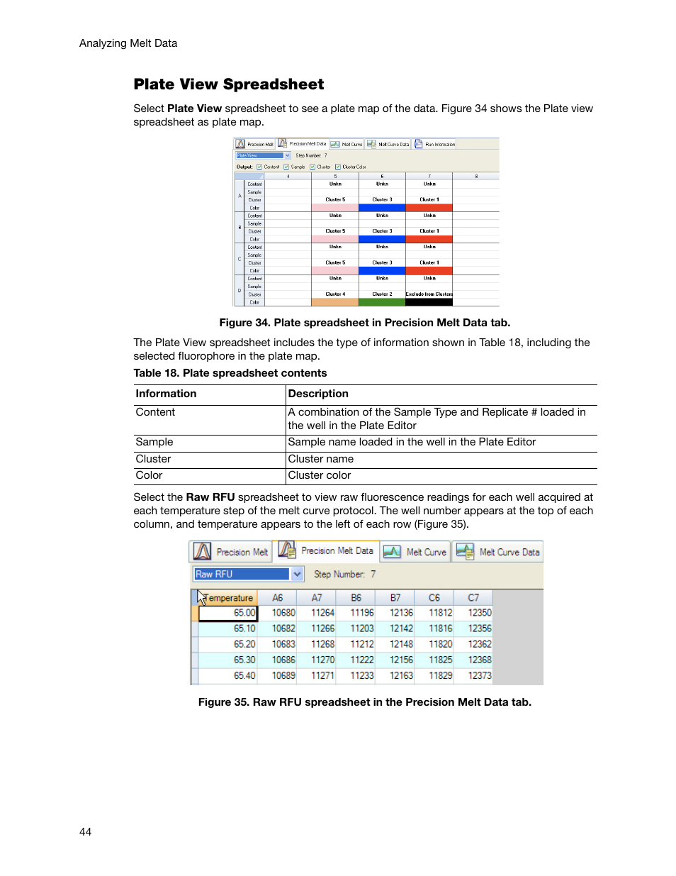 Plate view spreadsheet | Bio-Rad Precision Melt Analysis™ Software User Manual | Page 49 / 68