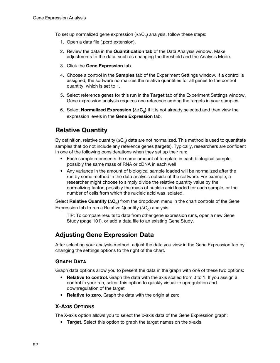 Relative quantity, Adjusting gene expression data | Bio-Rad Firmware & Software Updates User Manual | Page 103 / 148