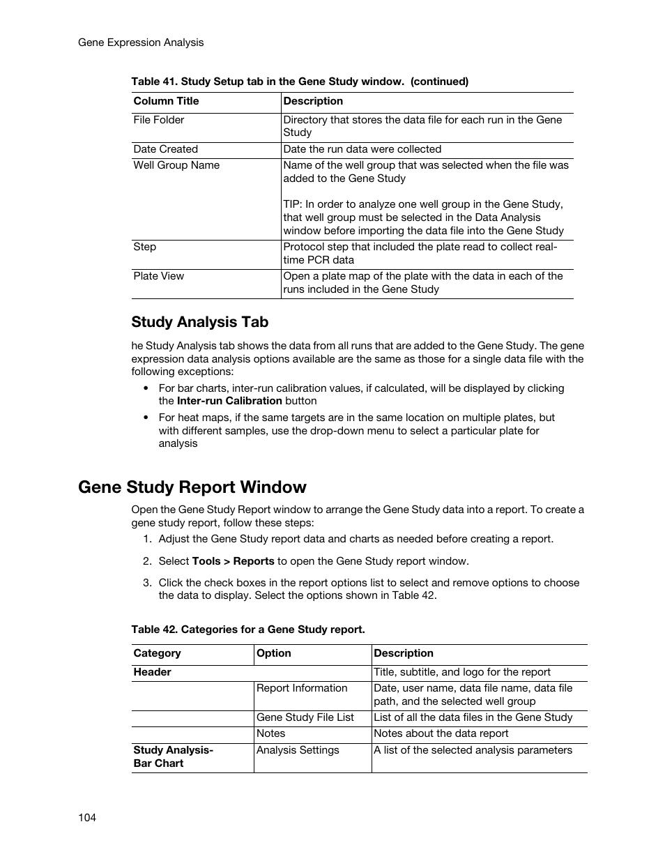 Gene study report window, Study analysis tab | Bio-Rad Firmware & Software Updates User Manual | Page 115 / 148