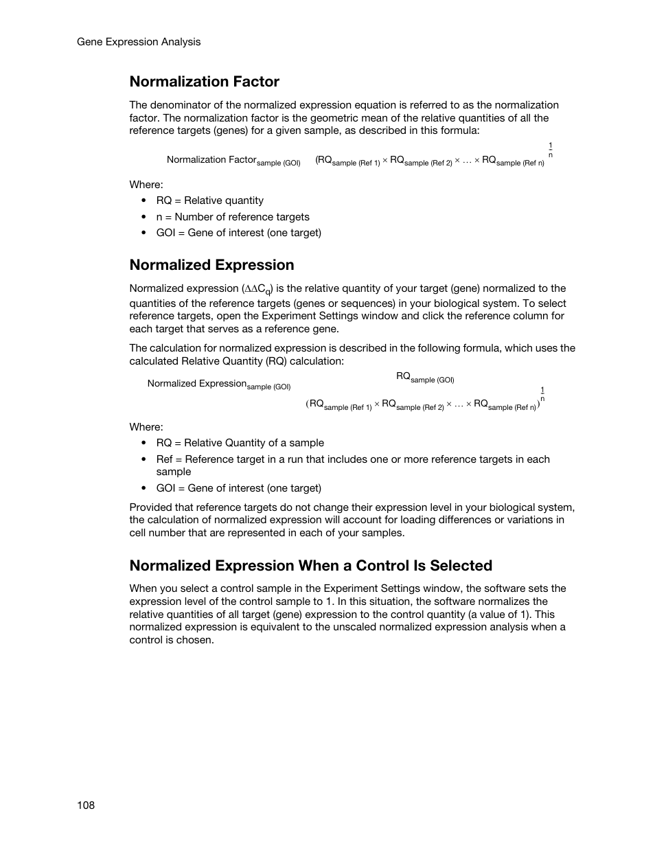 Normalization factor, Normalized expression, Normalized expression when a control is selected | Bio-Rad Firmware & Software Updates User Manual | Page 119 / 148