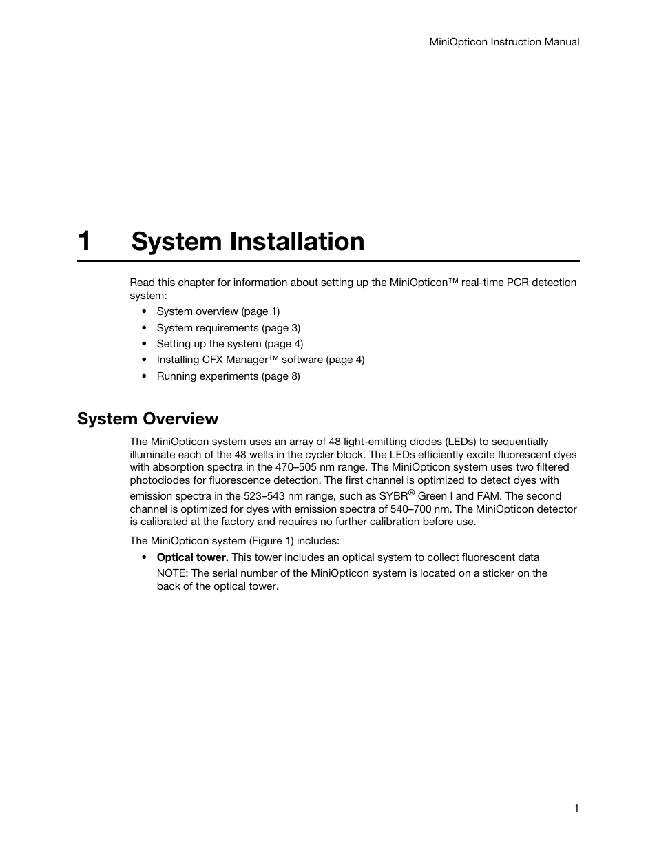 1 system installation, System overview, Chapter 1. system installation | System installation | Bio-Rad Firmware & Software Updates User Manual | Page 12 / 148