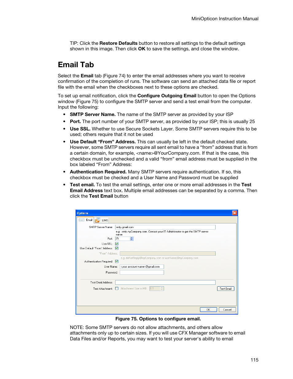 Email tab | Bio-Rad Firmware & Software Updates User Manual | Page 126 / 148