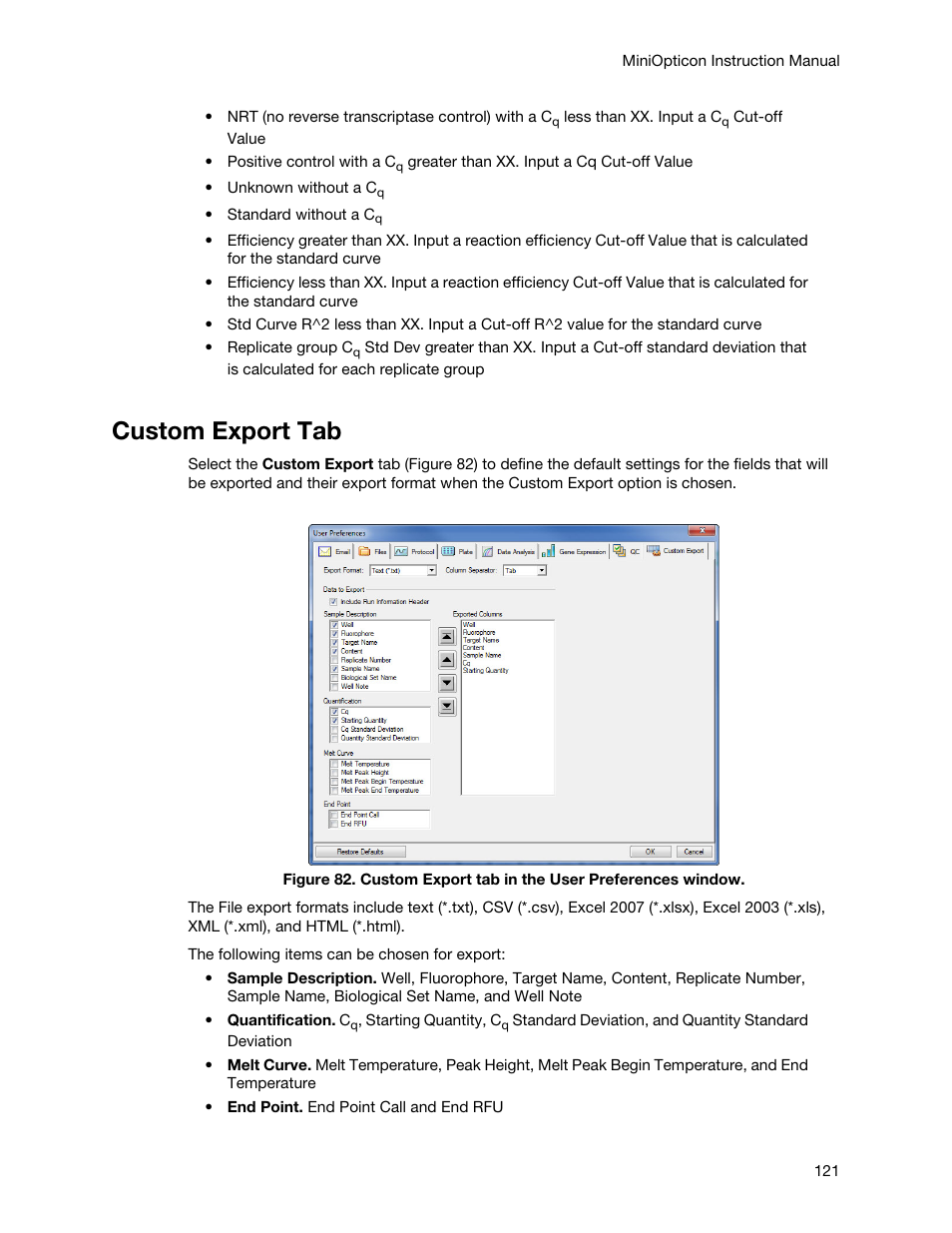 Custom export tab | Bio-Rad Firmware & Software Updates User Manual | Page 132 / 148