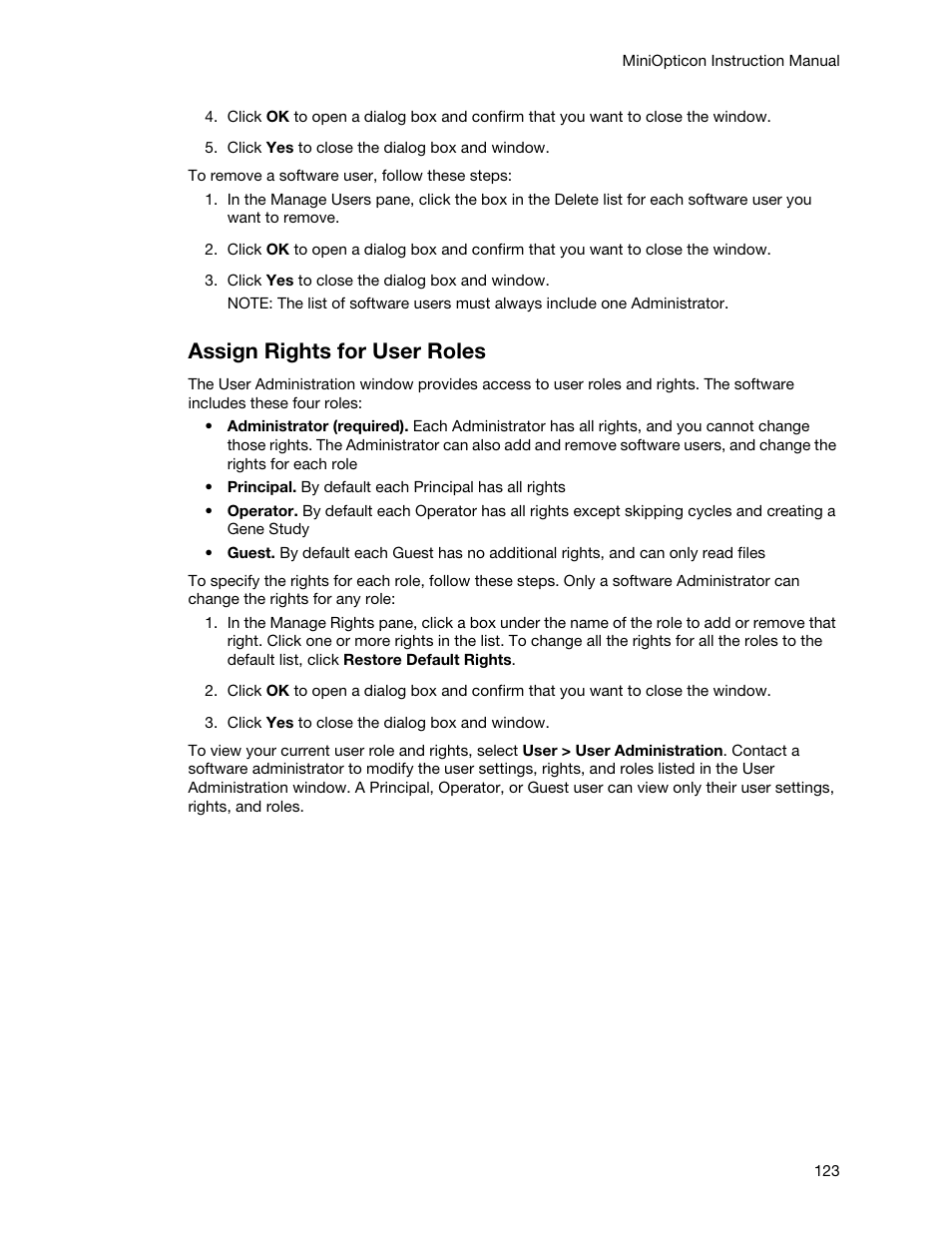 Assign rights for user roles | Bio-Rad Firmware & Software Updates User Manual | Page 134 / 148