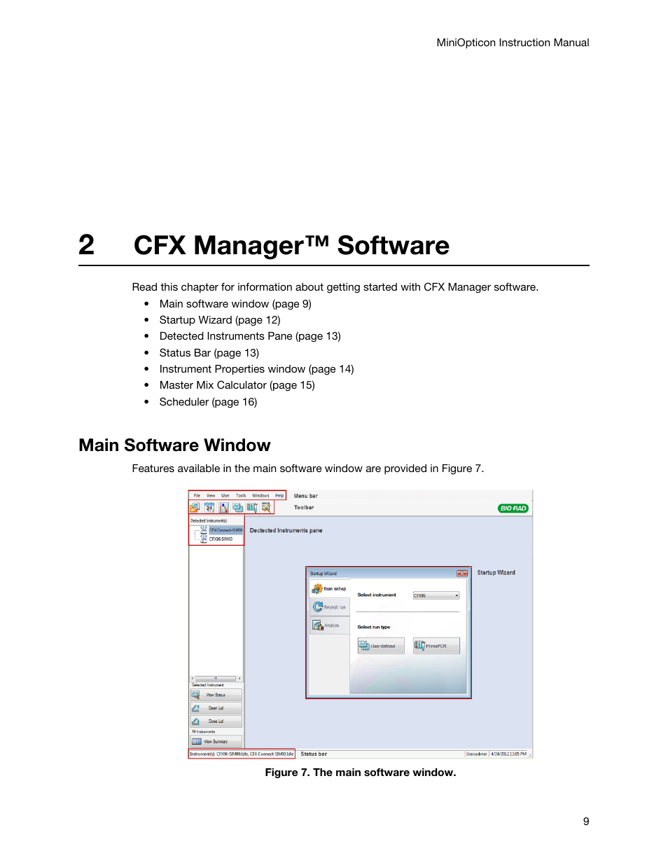 2 cfx manager™ software, Main software window, Chapter 2. cfx manager™ software | Cfx manager™ software | Bio-Rad Firmware & Software Updates User Manual | Page 20 / 148