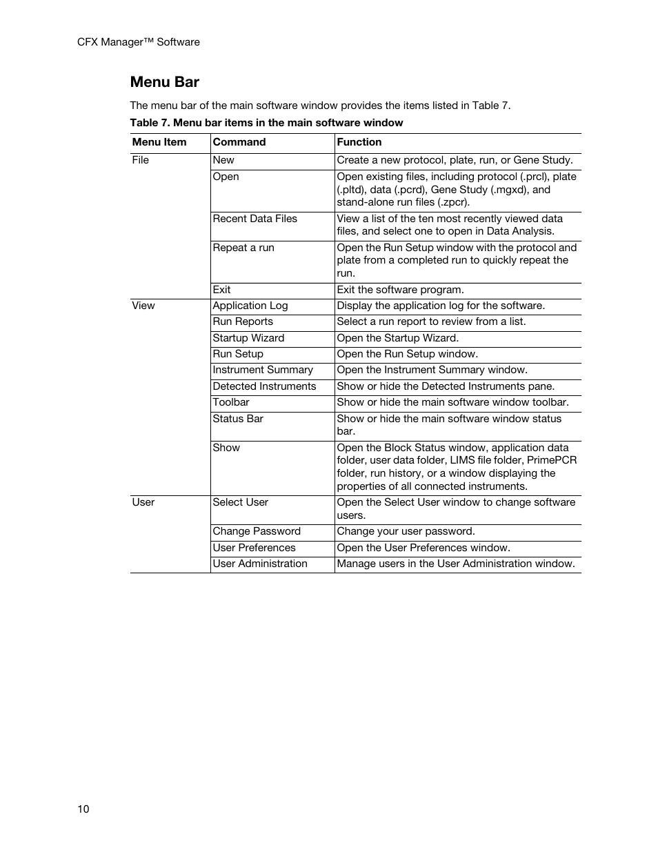 Menu bar | Bio-Rad Firmware & Software Updates User Manual | Page 21 / 148