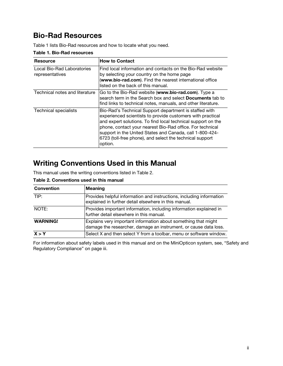 Bio-rad resources, Writing conventions used in this manual | Bio-Rad Firmware & Software Updates User Manual | Page 3 / 148