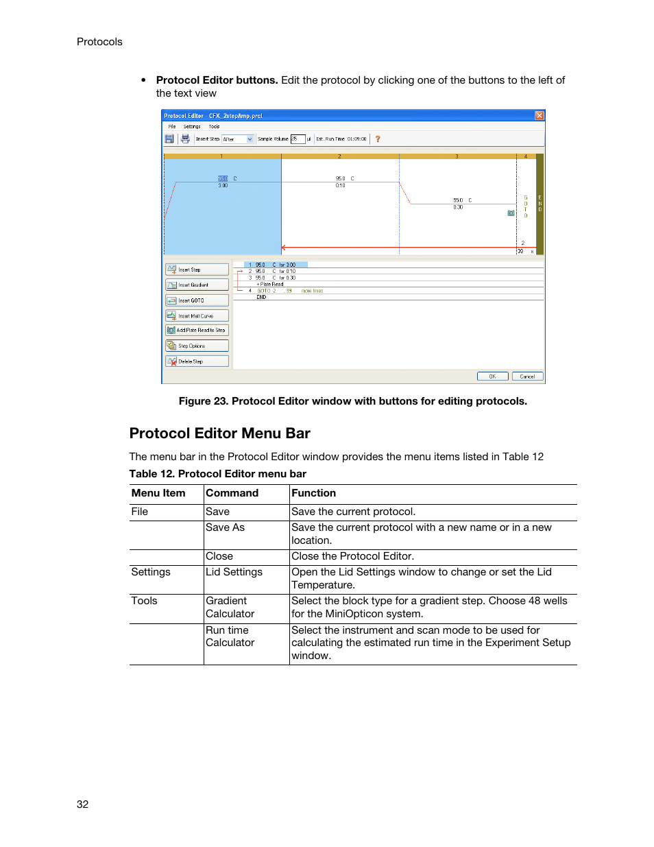 Protocol editor menu bar | Bio-Rad Firmware & Software Updates User Manual | Page 43 / 148